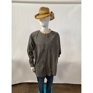 Vintage Cowboy Code Mens Button-Up Shirt With Mandarin Collar & Pocket Black & W